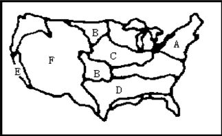 读美国农业带分布图,完成下列各题. 1 美国商品谷物农业,主要分布在图中字母 处.商品谷物农业